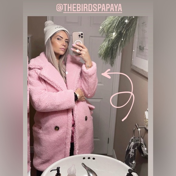 Shady Lady Light Pink Teddy Midi Coat - Picture 11 of 11